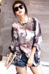 Sexy Korean Fashion Mix Color Print Chiffon Blouse